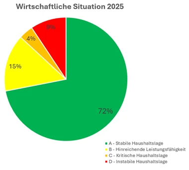 Tortendiagramm zur Visualisierung der wirtschaftlichen Situation im Jahr 2020